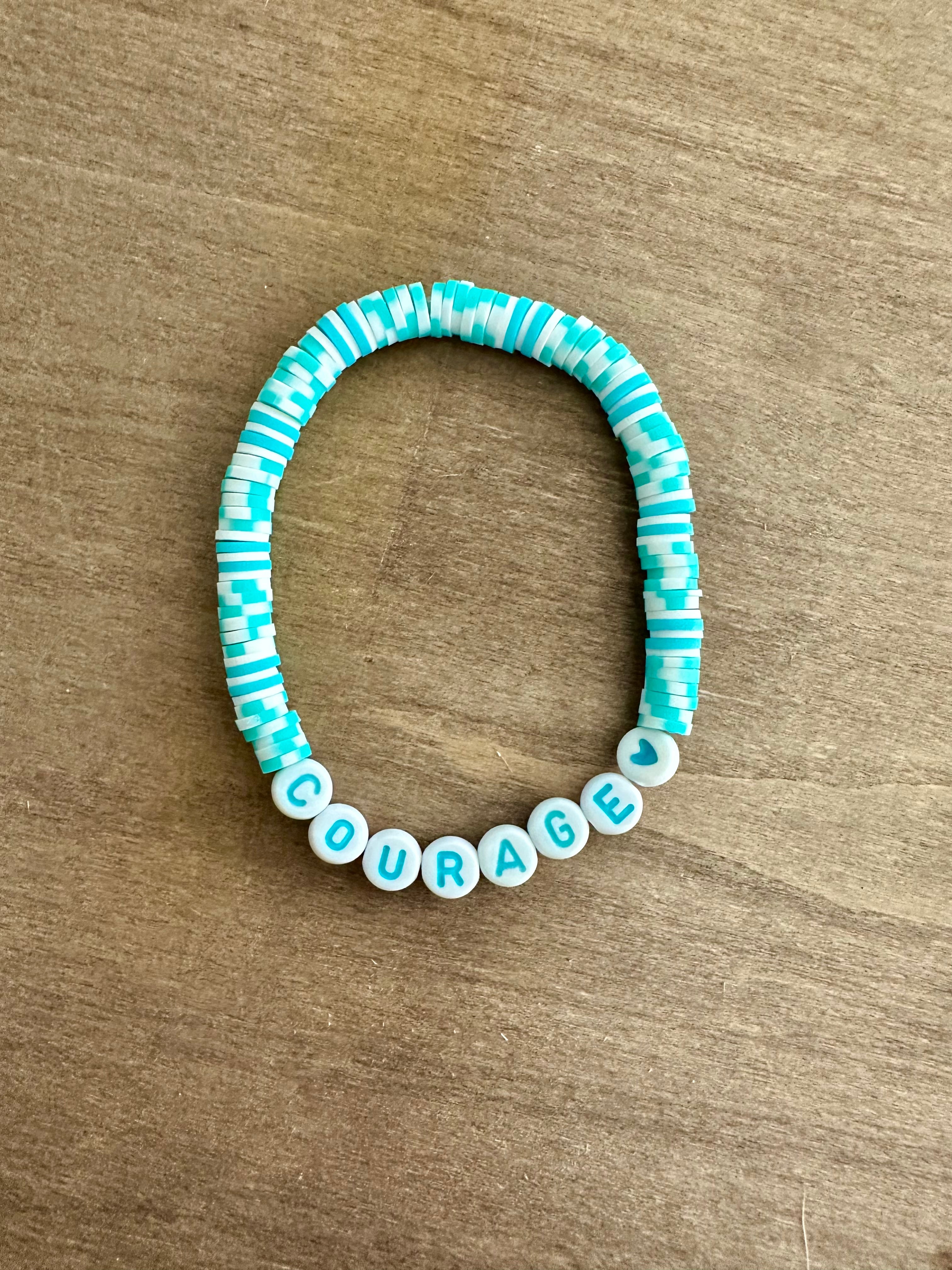 'Courage' Bracelet | Teal & White