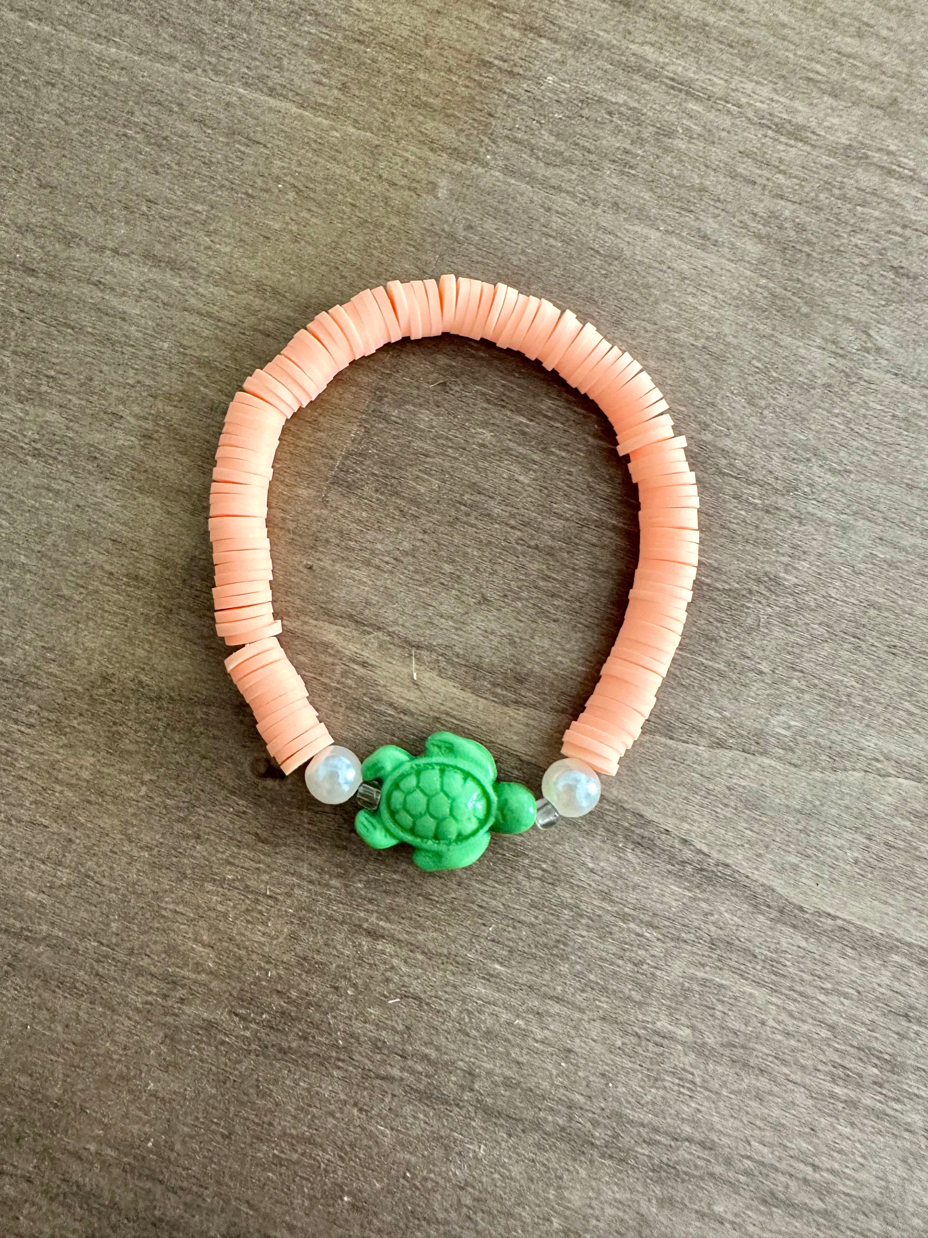 Turtle Bracelet | Green & Peach