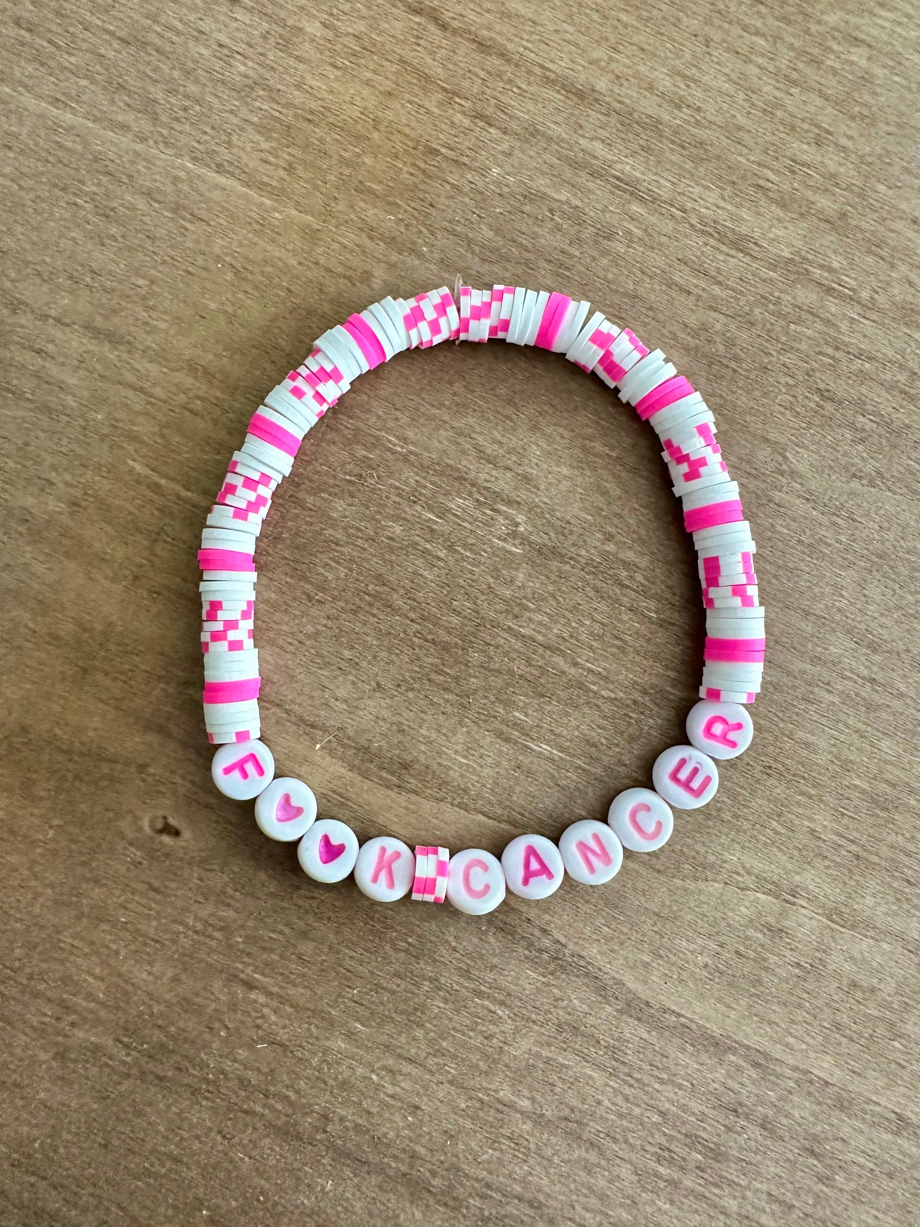 'F**k Cancer' Bracelet | Pink & White