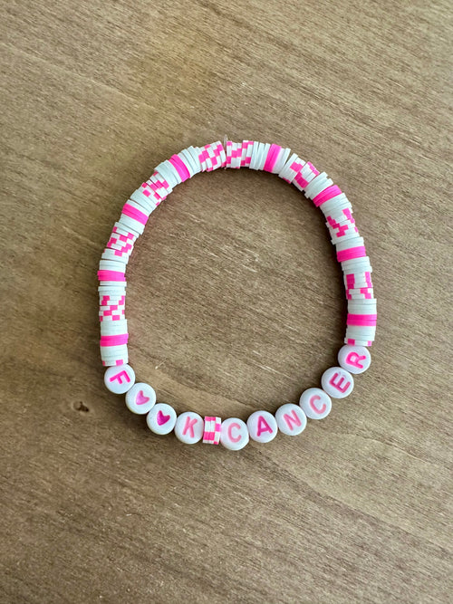 'F**k Cancer' Bracelet | Pink & White