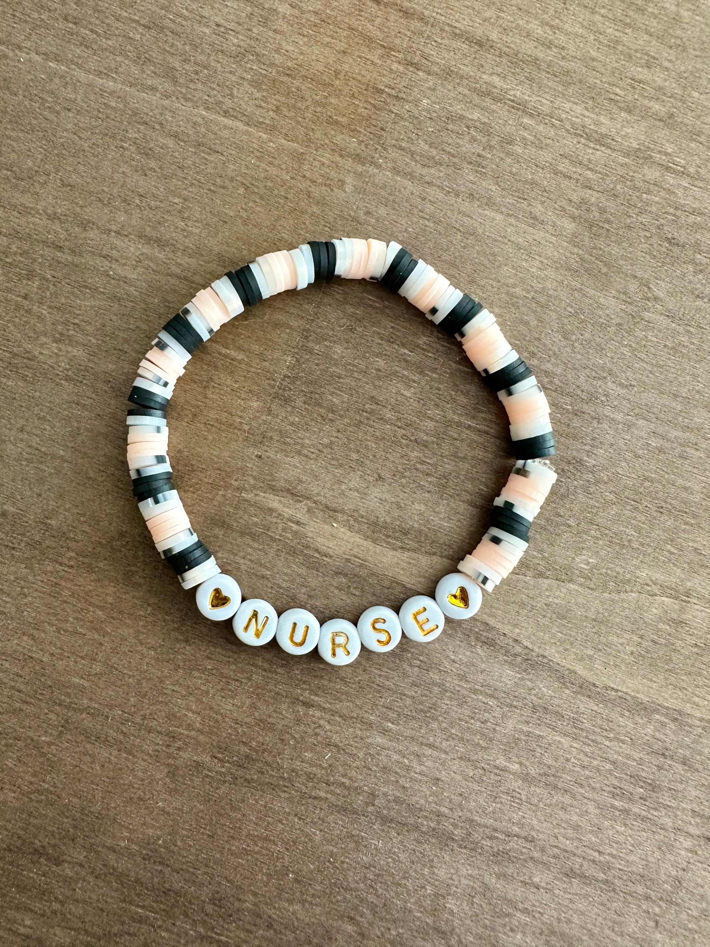 'Nurse' Bracelet | Black & Peach