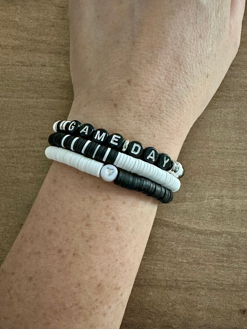 Game Day Bracelets | Black & White | Set of 3