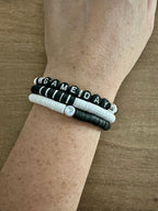 Game Day Bracelets | Black & White | Set of 3