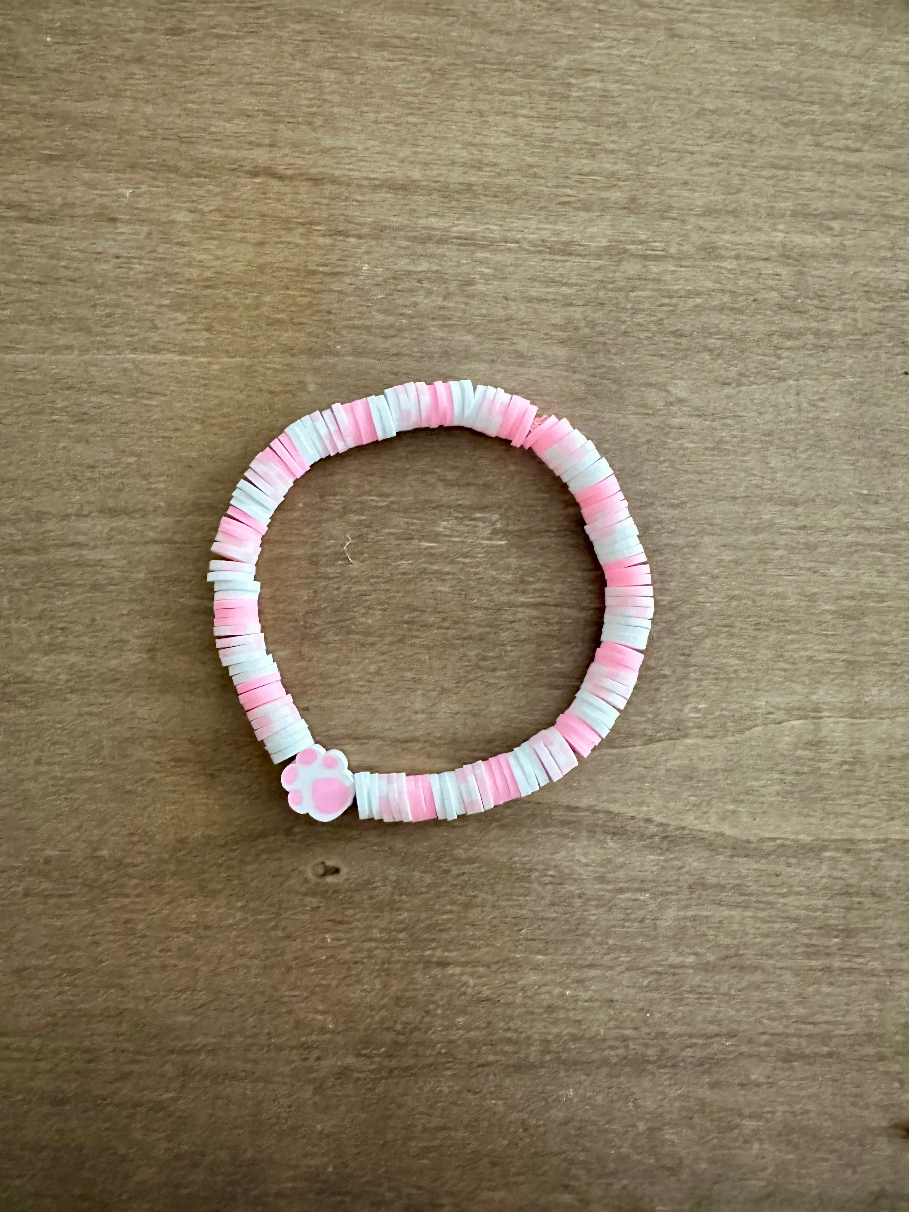 Paw Print Bracelet | Pink & White