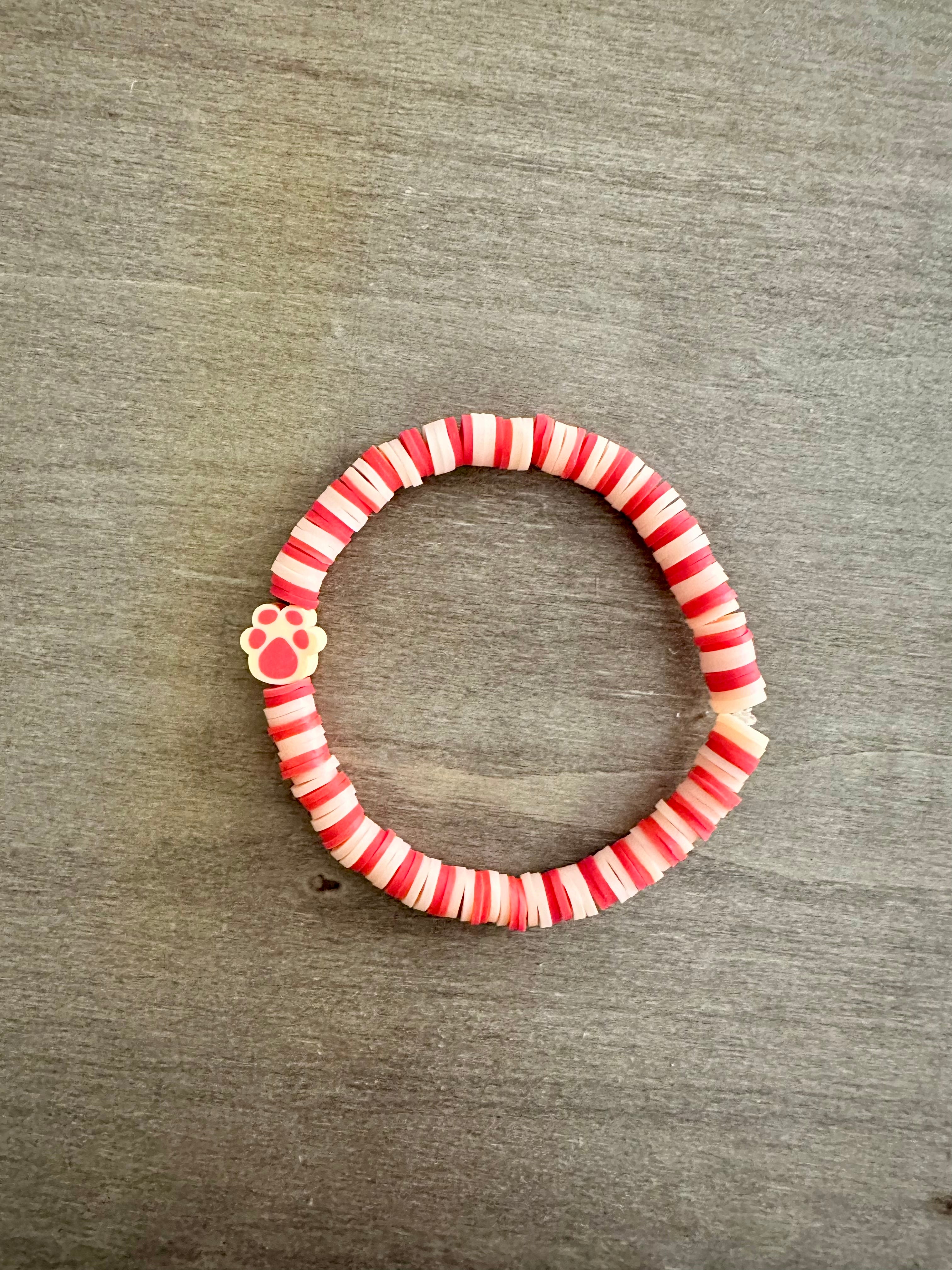 Paw Print Bracelet | Red & Peach