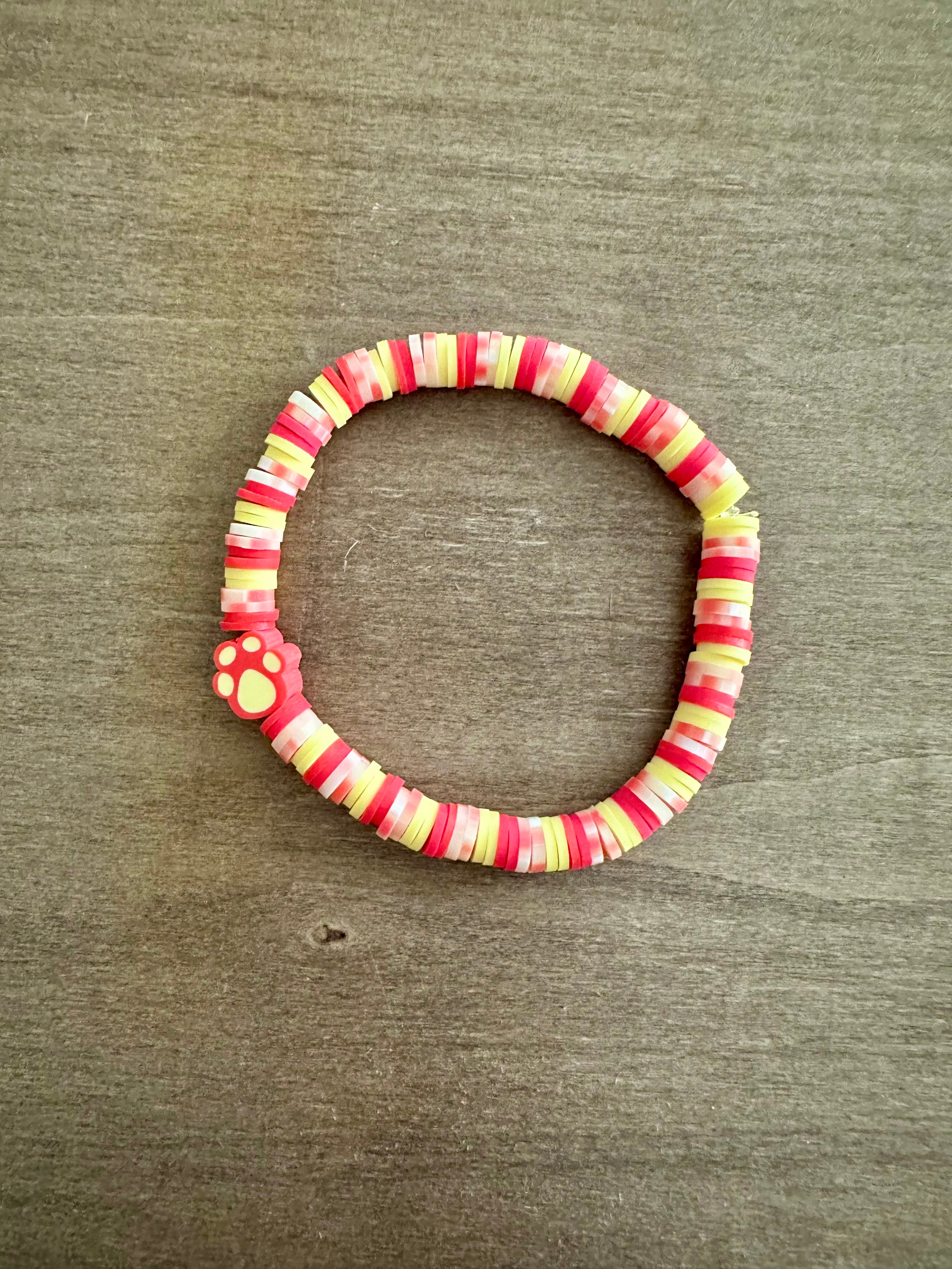 Paw Print Bracelet | Red & Yellow