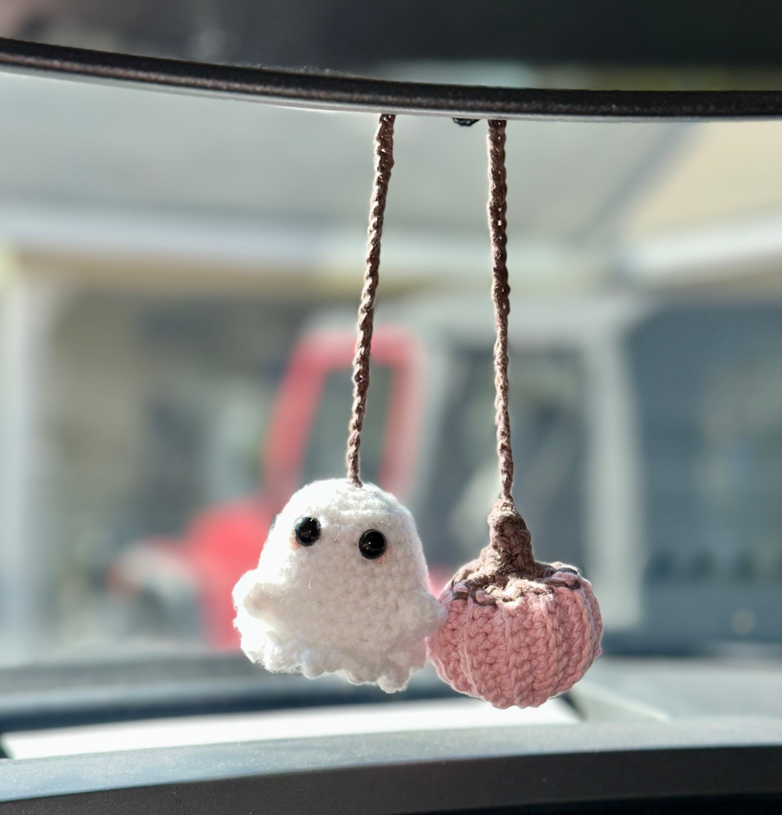 Ghost Pumpkin Car Mirror Hanger | Pink
